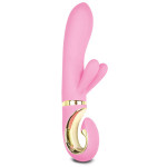 Вибратор-кролик с тремя моторчиками Gvibe Grabbit — Candy Pink, 18 х 3,5 см