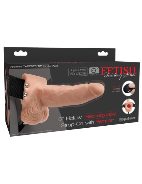Fetish Fantasy 6 Hollow Rechargeable Strap-on with Balls — полый вибрострапон на трусиках с пультом ДУ, 17,5х5 см