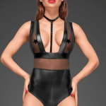 Боди сексуальный из винила с ошейником F183 Noir Handmade