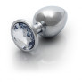 Металлическая анальная пробка Round Gem, размер М цвет: серебристый/белый Ouch! 