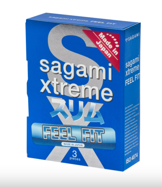 Супертонкие латексные Sagami Xtreme Feel Fit &mdash; 3D дизайн головки, 3 шт
