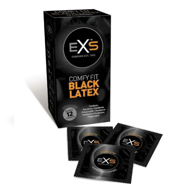 Одноразовые насадки Exs черные латексные BLACK Latex VEGAN, упаковка 12 штук
