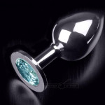 Металическая пробка с камнем Round 252 Large Silver Water Blue